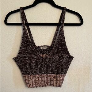 Free People Intimately Dark Brown Knitted Sleeveless Crop Tank Top